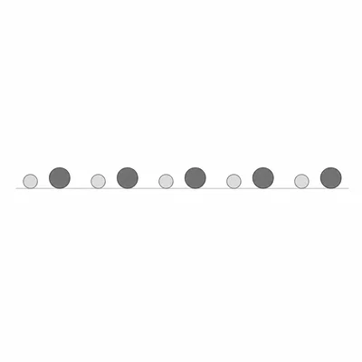 Ten syllable beat markers grouped into five weak-strong pairs.