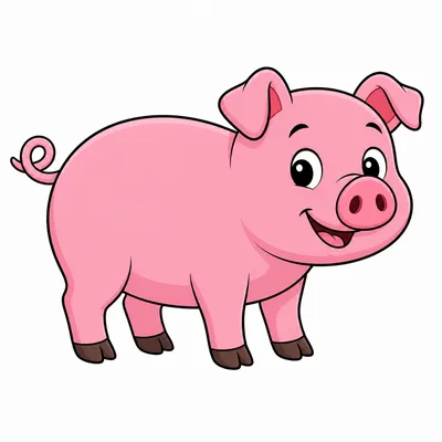A pink pig standing sideways