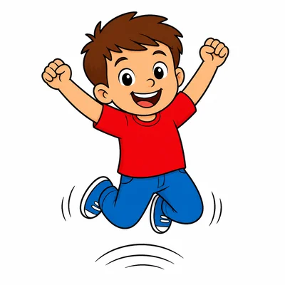 A child hopping in the air.