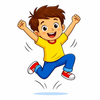A happy child jumping.