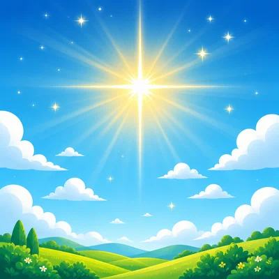 A bright light shines in the sky.