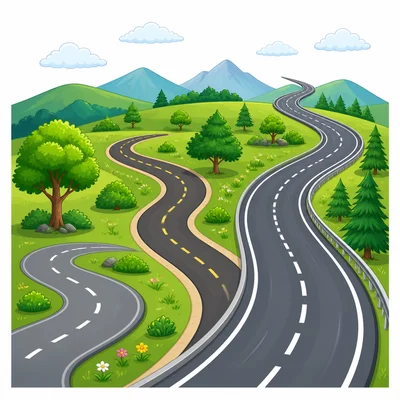 Three roads show short, longer, and longest lengths.