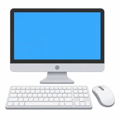 A desktop computer with a blank screen.