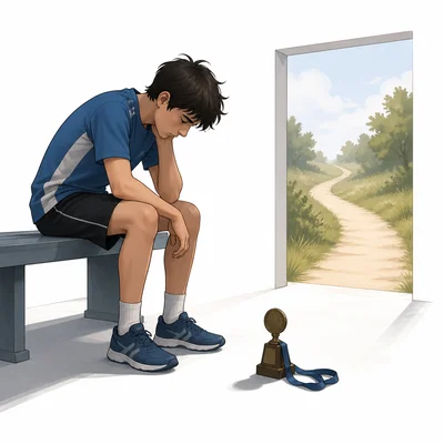 A disappointed competitor considers whether to try again or give up.