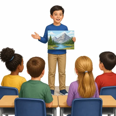 A student gives a short classroom report.