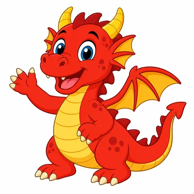 A friendly storybook dragon.