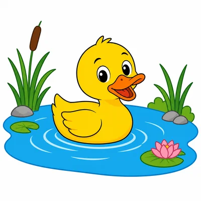 A duck swims in a pond.