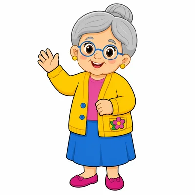 A smiling grandmother.