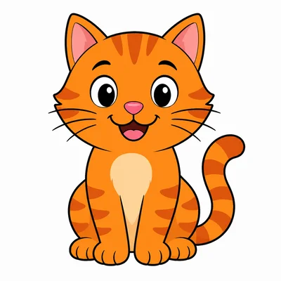 A cheerful orange cat sitting down.