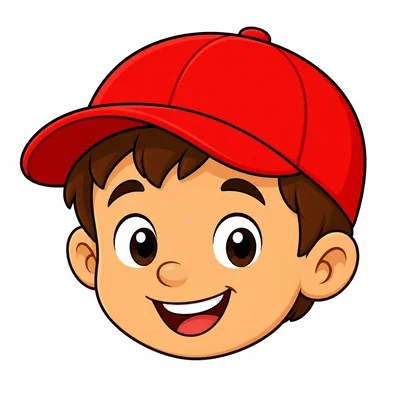 A smiling child wearing a red cap.