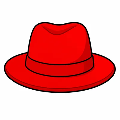 A bright red hat with a brim.