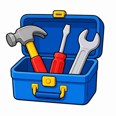 An open toolbox kit with tools.