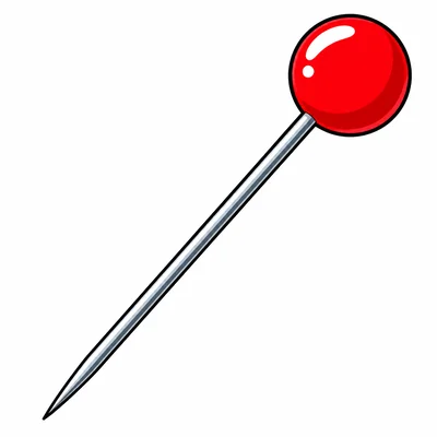 A sewing pin with a red head.