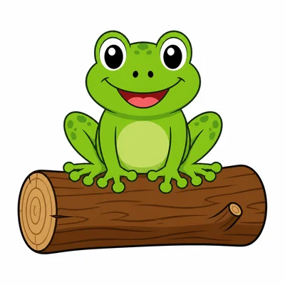 A frog sitting on a log.