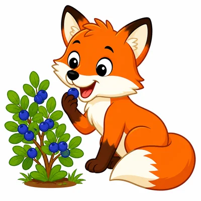 A fox eating food from a bush.