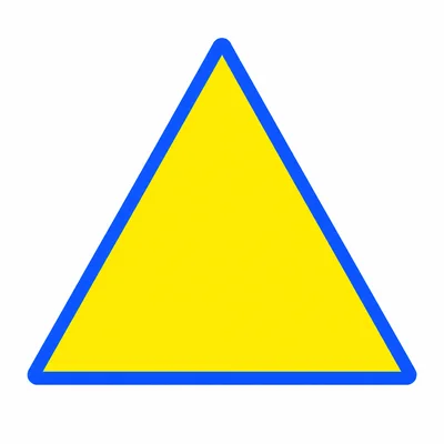 A yellow triangle with a blue outline