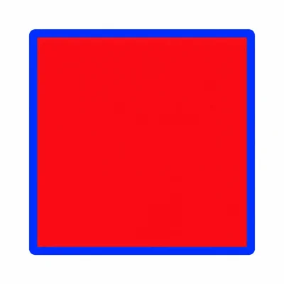 A red square with a blue outline