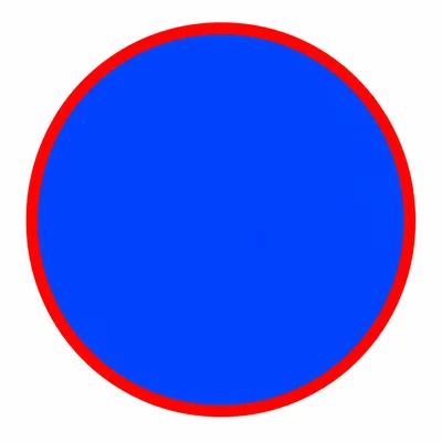 A blue circle with a red outline