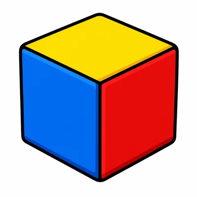 A colorful cube-shaped toy block