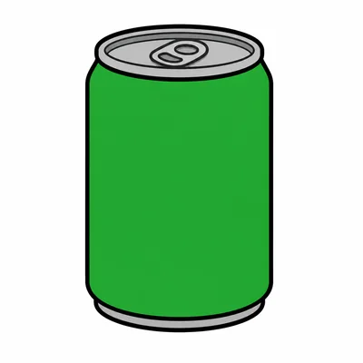 A green cylinder shaped like a can