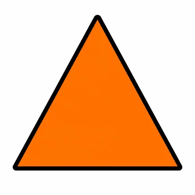A large orange triangle.