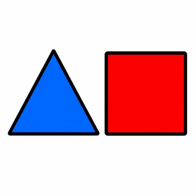 A triangle and a square side by side.