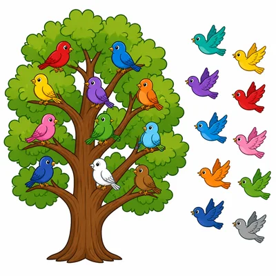 Birds in a tree with more birds flying in.