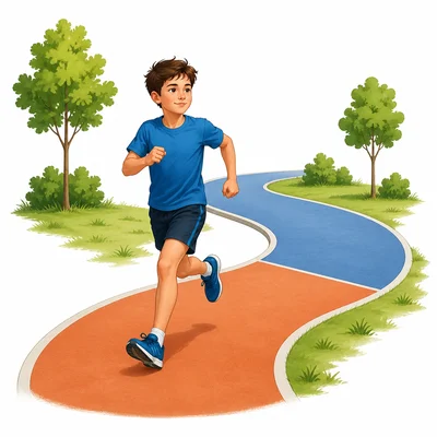 A runner on a path with two connected route segments.