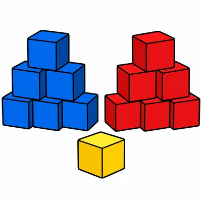 Two piles of 5 cubes and 1 cube by itself.