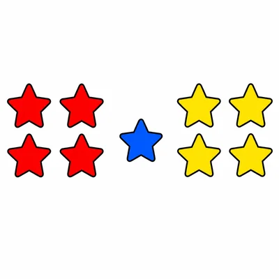 Three groups of stars showing 4, 1, and 4.