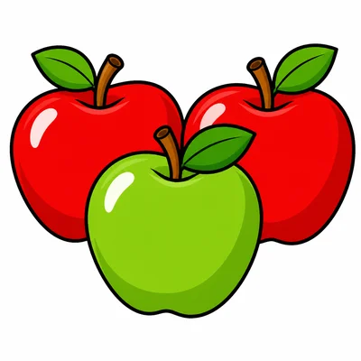 Two red apples and one green apple.