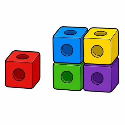 One cube and four more cubes.