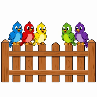 Five birds sitting on a fence.