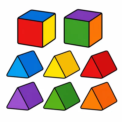 Two square blocks and six triangle blocks.