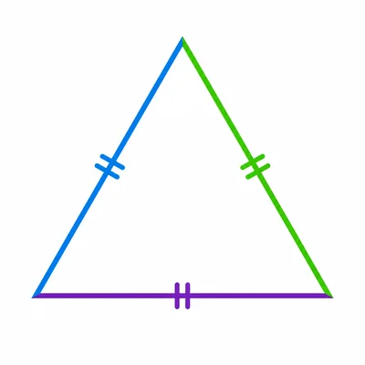 A triangle with three equal sides marked the same.