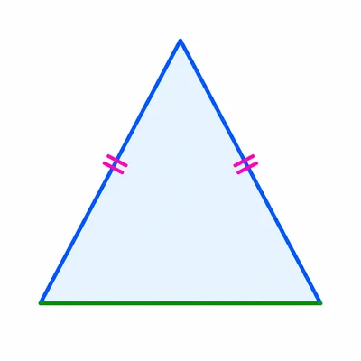 A triangle with two equal sides marked the same.