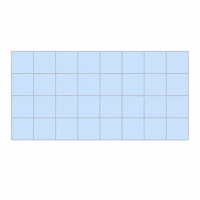 A 9 by 4 rectangle divided into square units to show area.