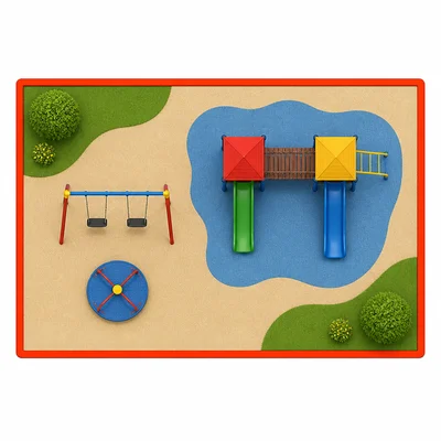 A rectangular playground with its outer boundary highlighted.