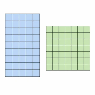 Two unit-square rectangles, 6 by 8 and 7 by 7, shown side by side.