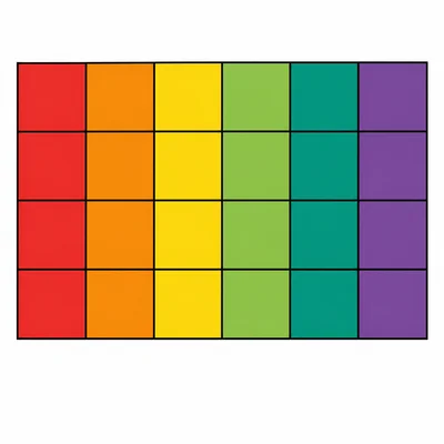 A rectangle divided into 6 columns and 4 rows of unit squares.