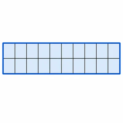 An 11-by-2 rectangle grid with a highlighted outside border.