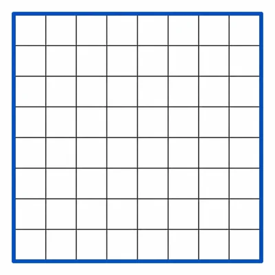 An 8-by-8 square grid with a highlighted outside border.