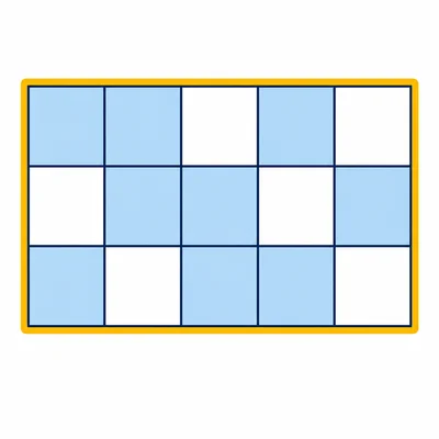A 5-by-3 rectangle grid with shaded squares and a highlighted border.