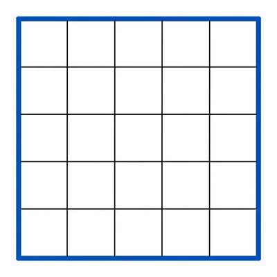 A 5-by-5 square grid with the outside border highlighted.