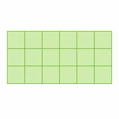 A rectangle with 3 rows and 18 total square units.