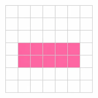 A colored grid shape with 5 squares in the top row and 5 squares in the bottom row.