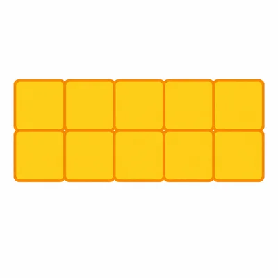 A shape with 2 rows of 5 square units.