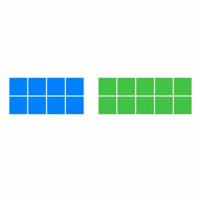 Two shapes: one with 8 square units and one with 10 square units.