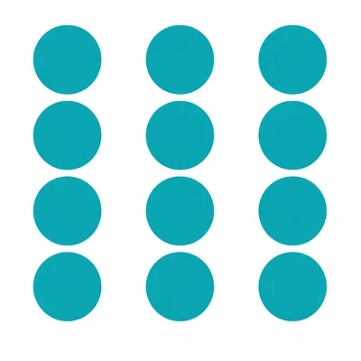 Three columns of four teal circles.