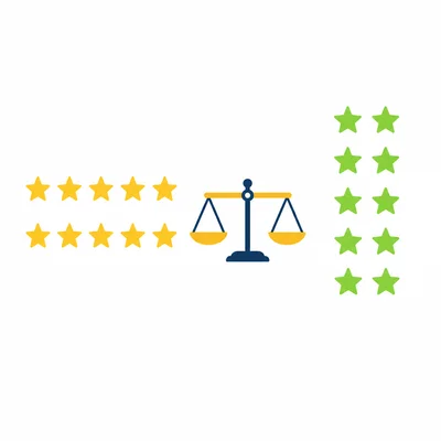 Two arrays compared: two rows of five stars and five rows of two stars.